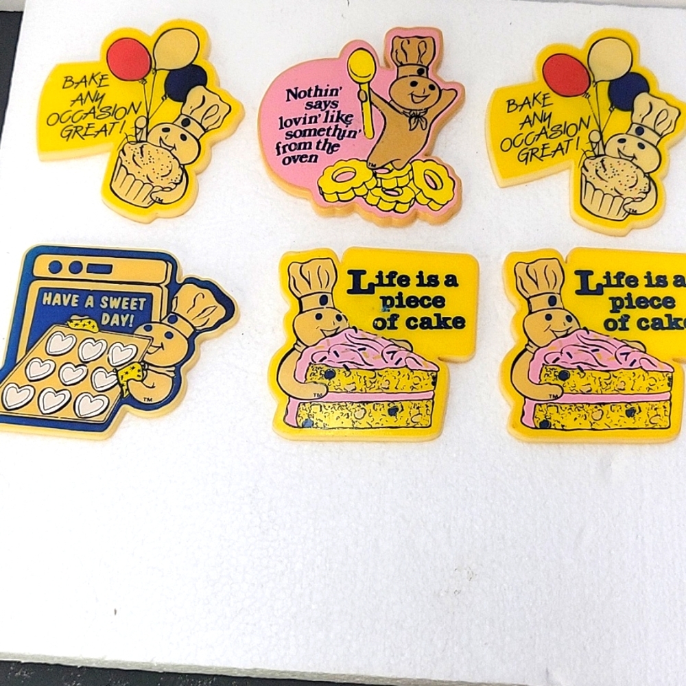 Lot 4 Old Vintage Pillsbury Doughboy Advertising Refrigerator Magnet Sign RARE